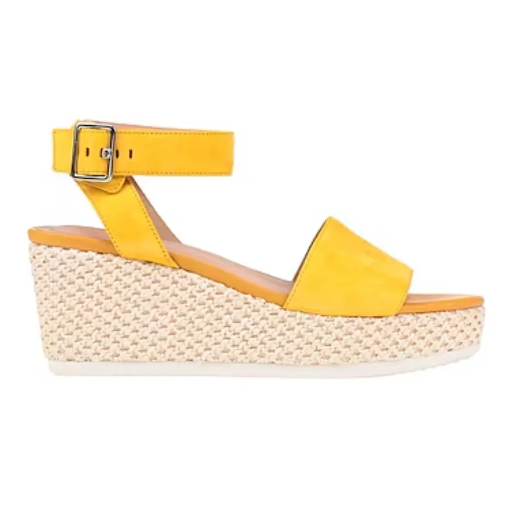 Geox Women's D Lipari a Sandals Yellow Suede Wedge Espadrilles Size: 10 NIB